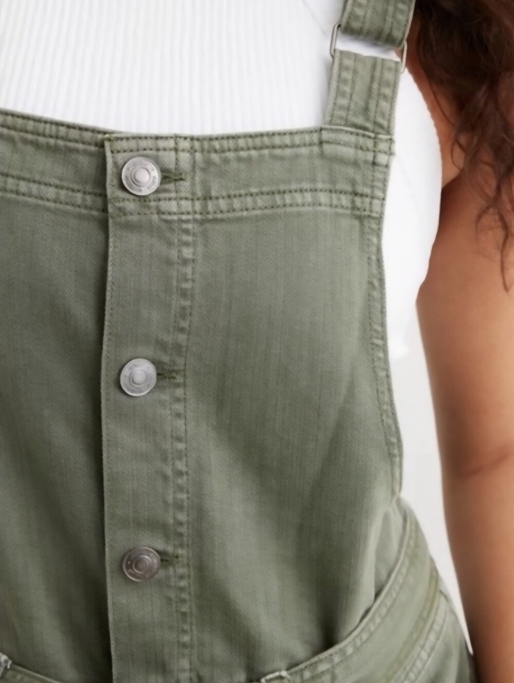 Aerie Green Denim Skater Pant Belted Overalls - Picture 4 of 11